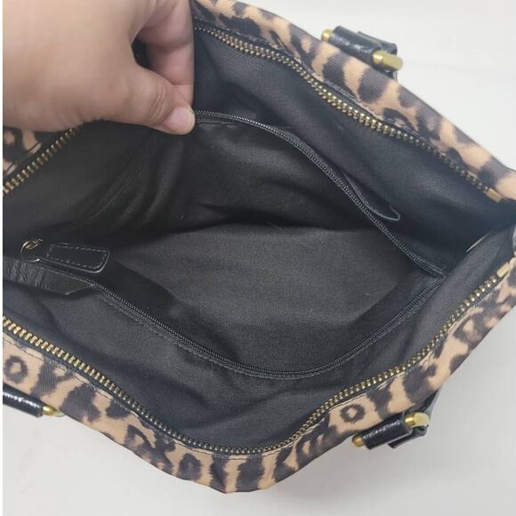 Coach Ocelot Leopard Animal Print Canvas Tote Bag Handbag Purse Tan Brown - Picture 9 of 10